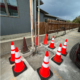 Vent Line Repair Progress : Safety cones surrounding vent pipes